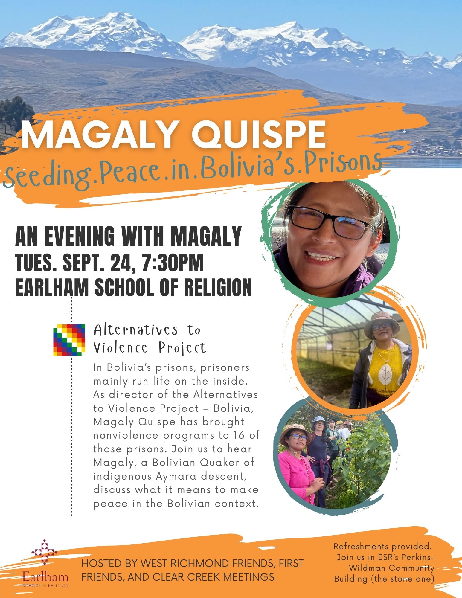 Magaly Quispe Yujra is a member of Friends for Peace Meeting in La Paz, Bolivia, and the founder of AVP/PAV Bolivia, a nonprofit that runs several service projects in the country.